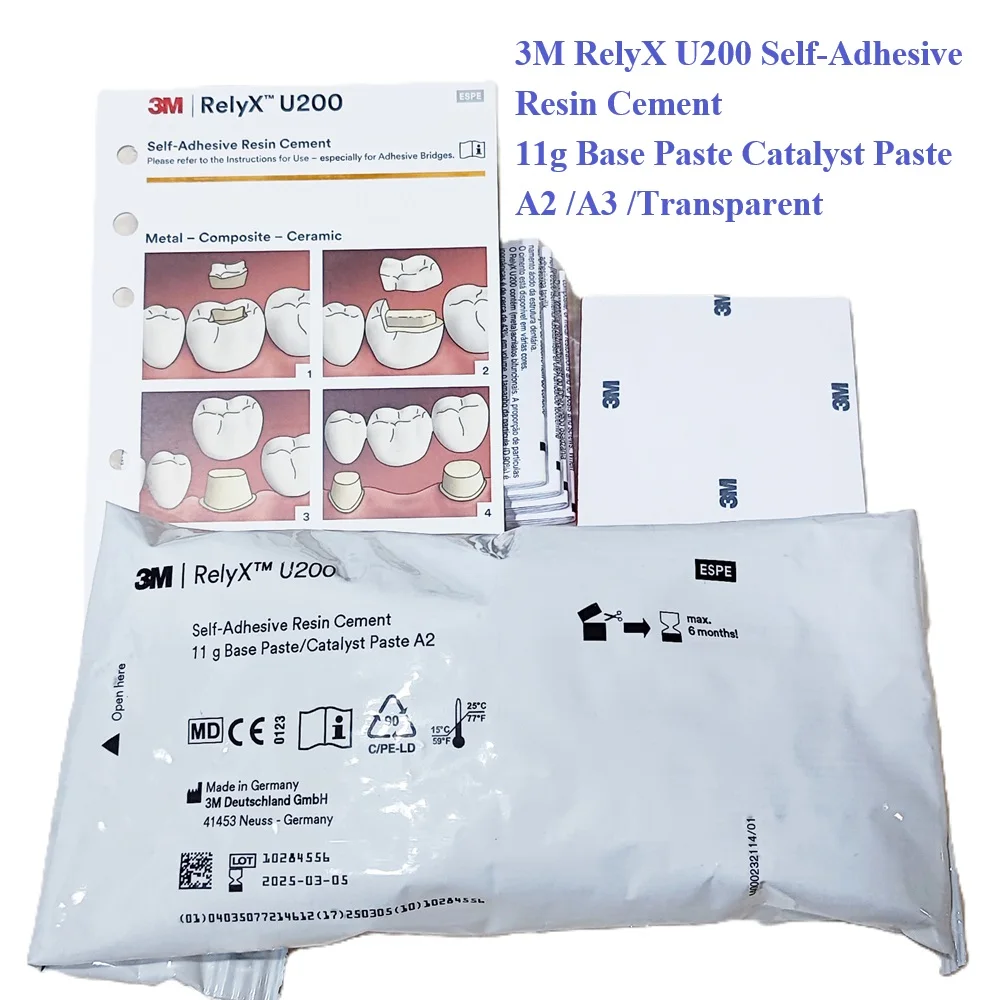 3M RelyX U200 Self-Adhesive Resin Cement Clicker And Automix 8.5g And 11g Base Paste Catalyst Paste A2 A3 Transparent 3M U200