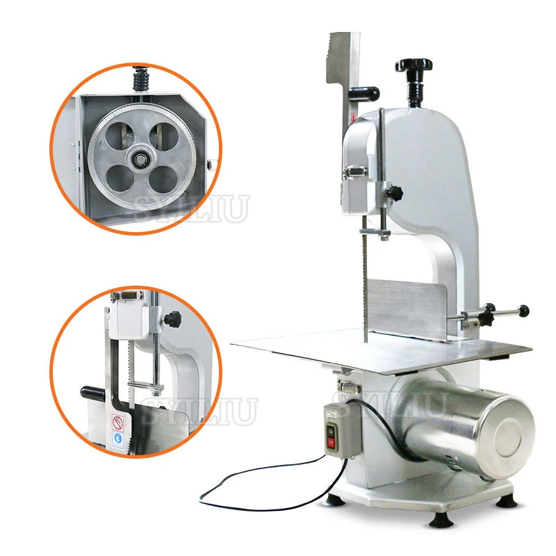 Commercial Electric Meat Bandsaw 650W Motor Countertop Bone Sawing Machine Slicing Frozen Meat Pork Stainless Steel Blade