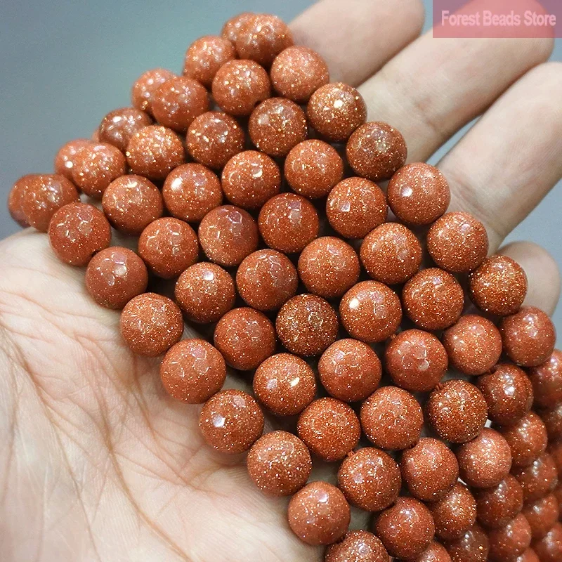 Natural Football shape Faceted Gold SandStone Loose Beads Pick Size for Jewelry Making 15