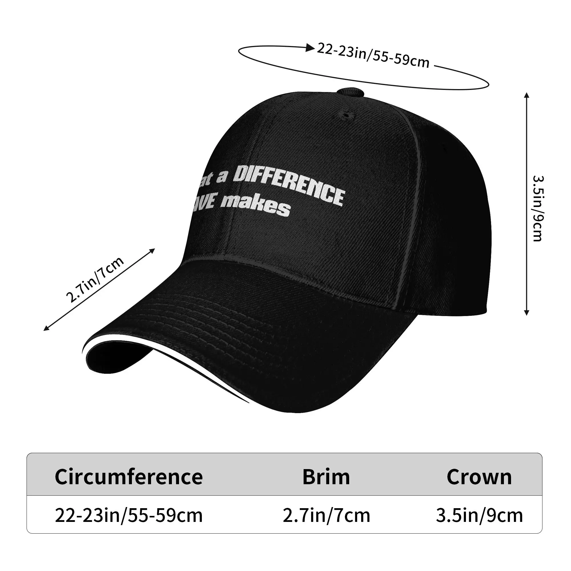 What A Difference A Dave Makes Baseball Cap  Running Hippie Sunscreen Hip Hop Hats Women Men Casual Print Baseball Caps