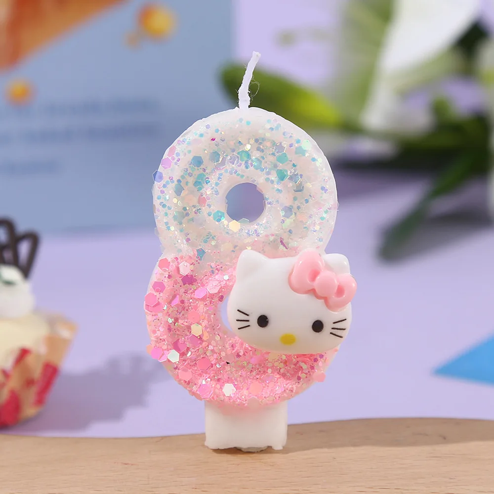 Sanrio Hello Kitty velas de pastel de cumpleaños lindos dibujos animados Anime número 0-9 velas decoración de ambiente Idea Kawaii regalos de vacaciones