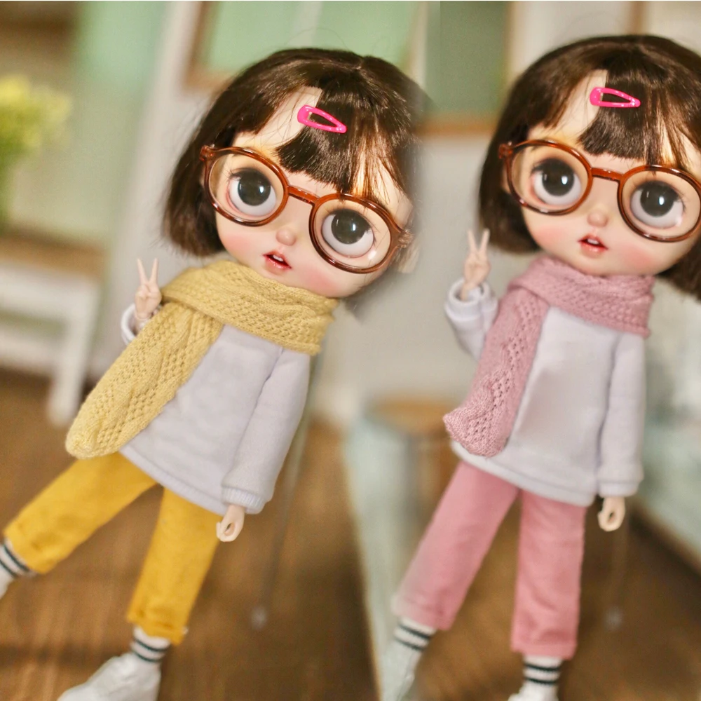 H01-A014 children handmade toy 1/6 ob24 azone blyth doll clothes loose white quarter pants pants 1pcs