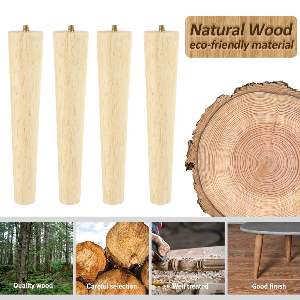 4 шт. ножки для мебели, натуральные деревянные твердые мебельные ножки, косые/прямые ножки для стола, нескользящая защита для пола, украшение