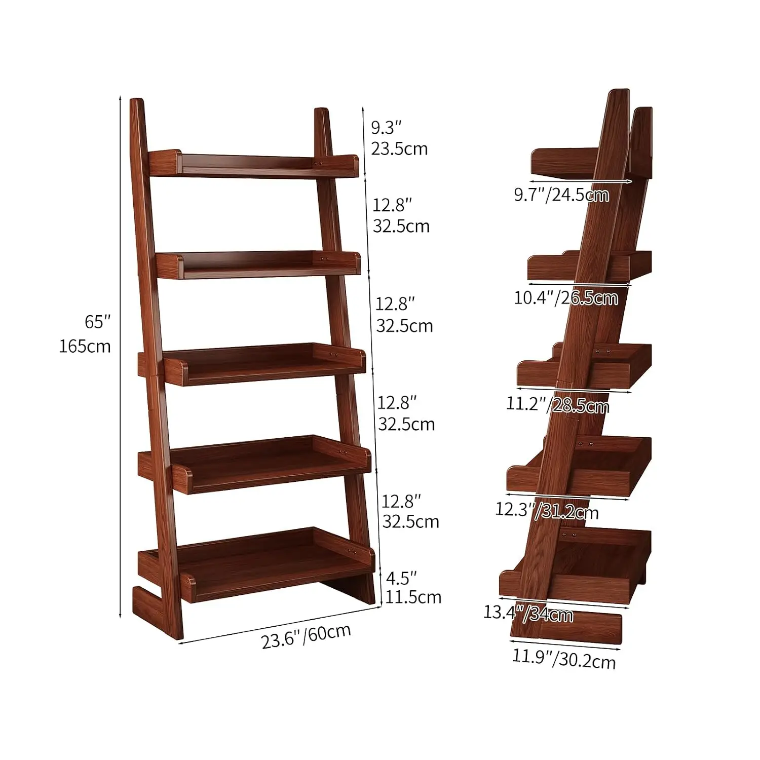 5 Tier Ladder Shelf Wood Frame Storage Display Rack Home Office 120cm, Customized