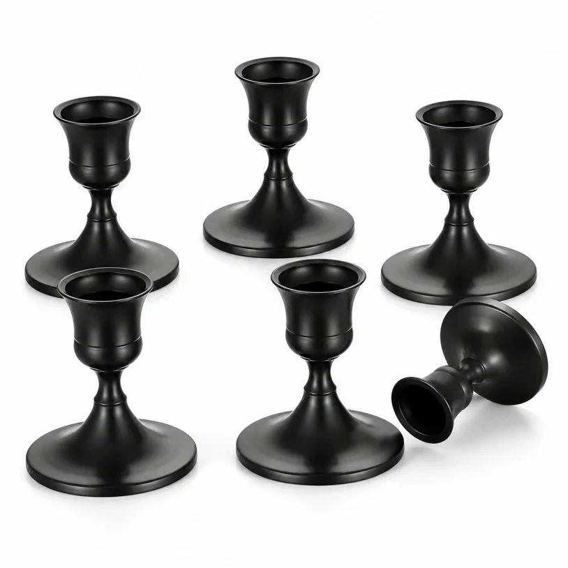 6Pcs Black Candle Holder Taper Candle Holders, Set of 6 Candlestick Holders Decor for Home Decor