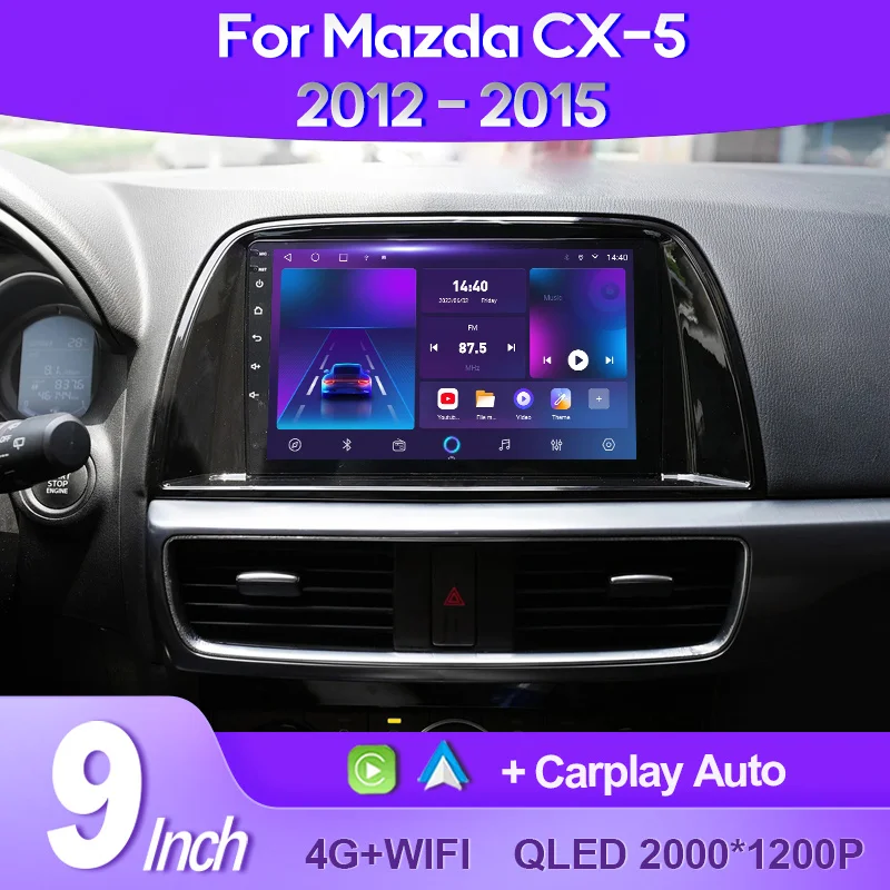 

QSZN для Mazda CX5 CX-5 CX 5 2012 - 2015 2K QLED Android 13 автомобильное радио, мультимедийный видеоплеер GPS AI Voice CarPlay 4G, головное устройство