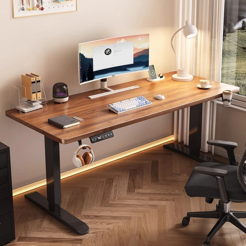 

Wood Electric Office Desk Lifting Intelligent Computer Gaming Household Office Desk Study escritorios work furniture QF50OD