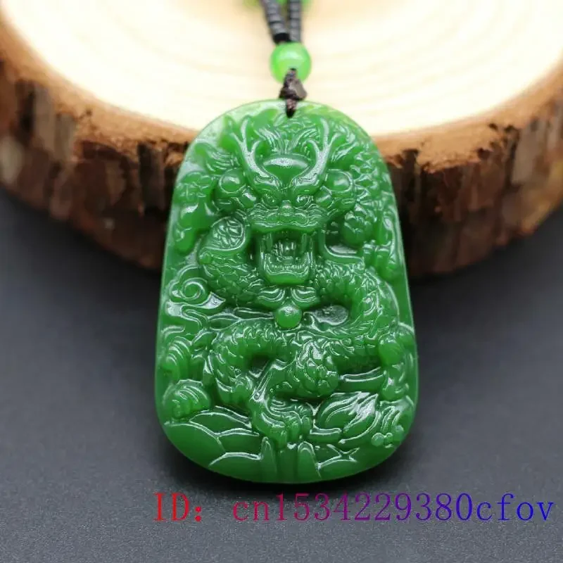 Collier pendentif dragon vert diversifié pour homme, amulette de mode en jadéite, breloque sculptée, bijoux naturels, cadeaux chinois