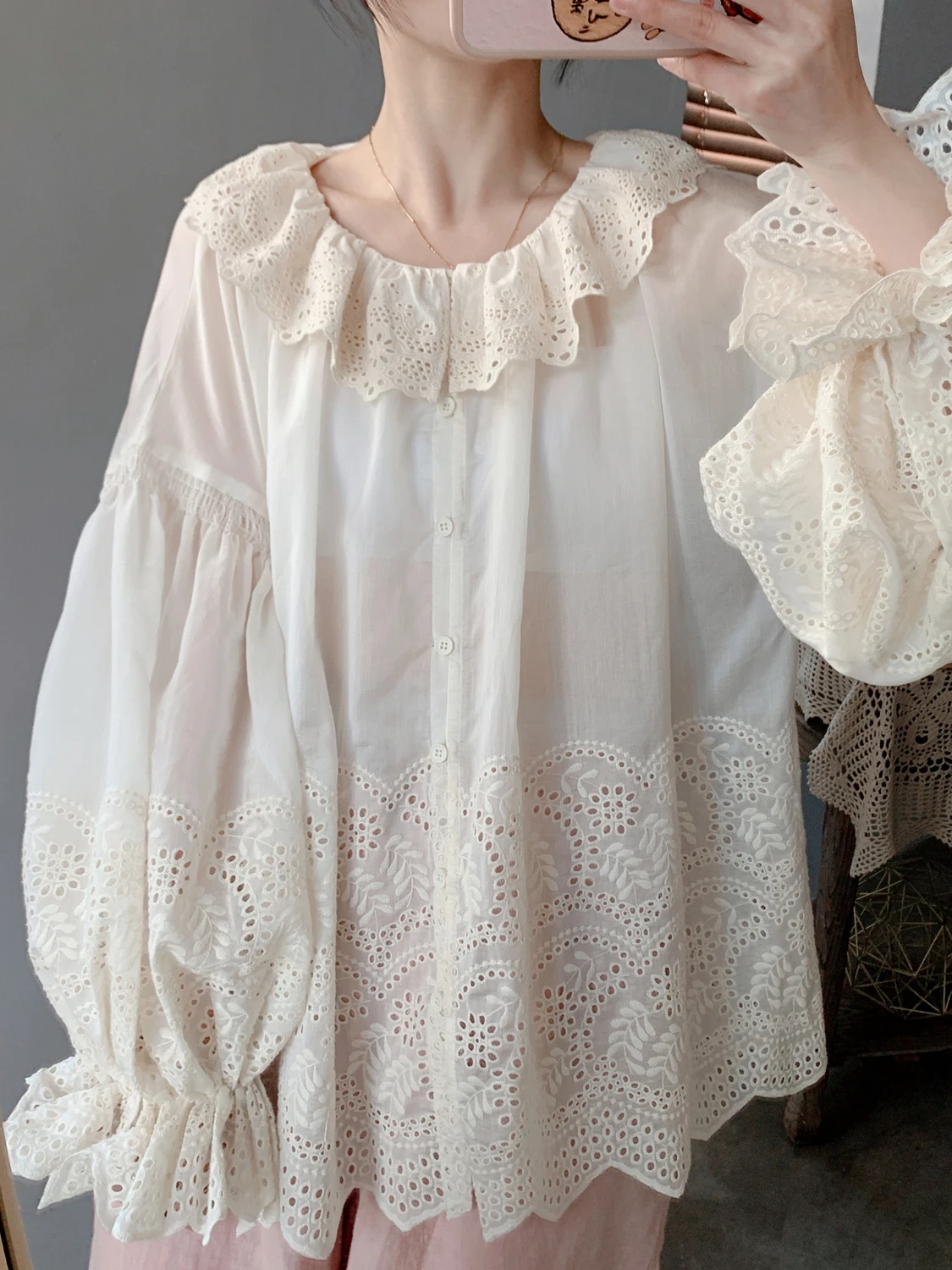 

TIYIHAILEY Spring Summer Ramie Tops Women Long Lantern Sleeve Tees Thin Printed Shirts Loose 2 Pcs With Inner Wear New V-Neck