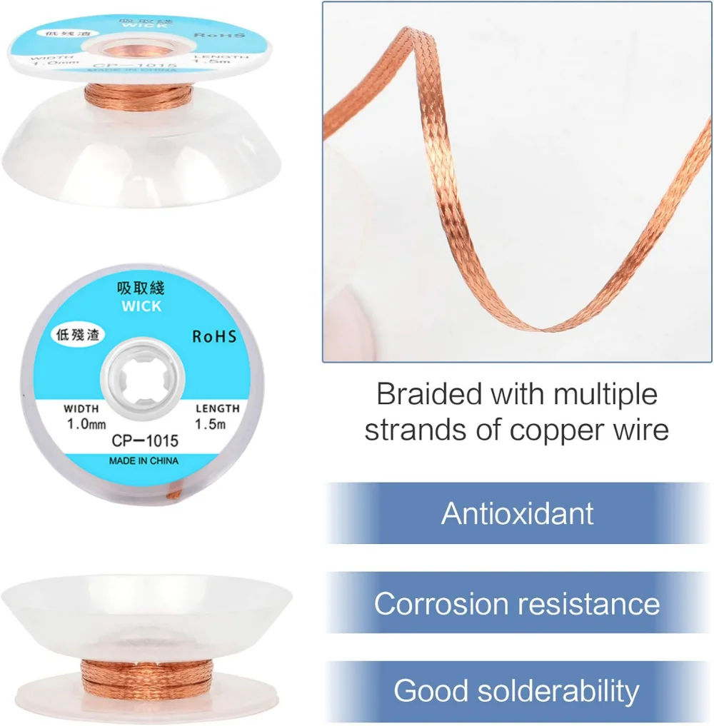 1pcs 1.0-1.5mm Desoldering Mesh Braid Tape Copper Welding Point Solder Remover Wire Soldering Wick Tin Lead Cord Flux