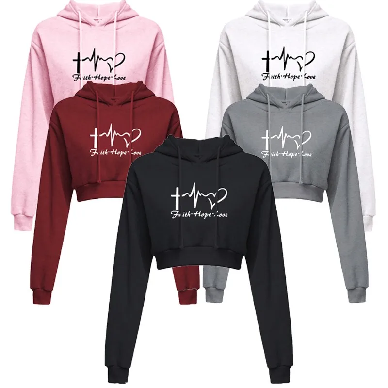 

Dew Navel Hoodies Women Fashion Sexy Long Sleeve Cropped Pullover Streetwear Personality Sweatshirt Top 10 colors