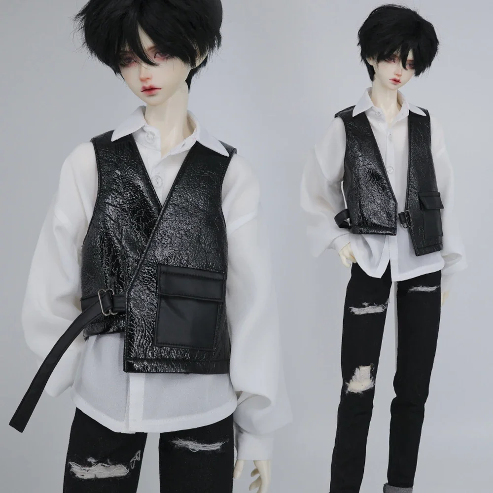（Customize 30 Days） 1/3 SD10 POPO68 uncle ID75 DD/DY doll BJD/SD doll's Black glossy asymmetric leather vest jacket