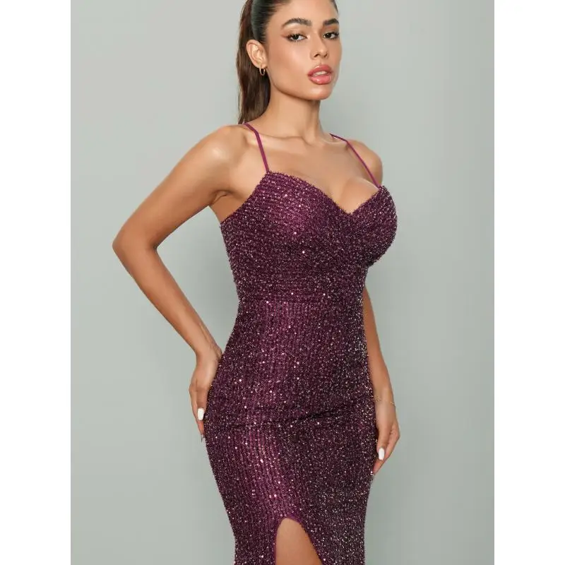 babyonline-purple-sequined-evening-dresses-deep-v-neck-high-slit-for-galasweddings-red-carpet-2026-new