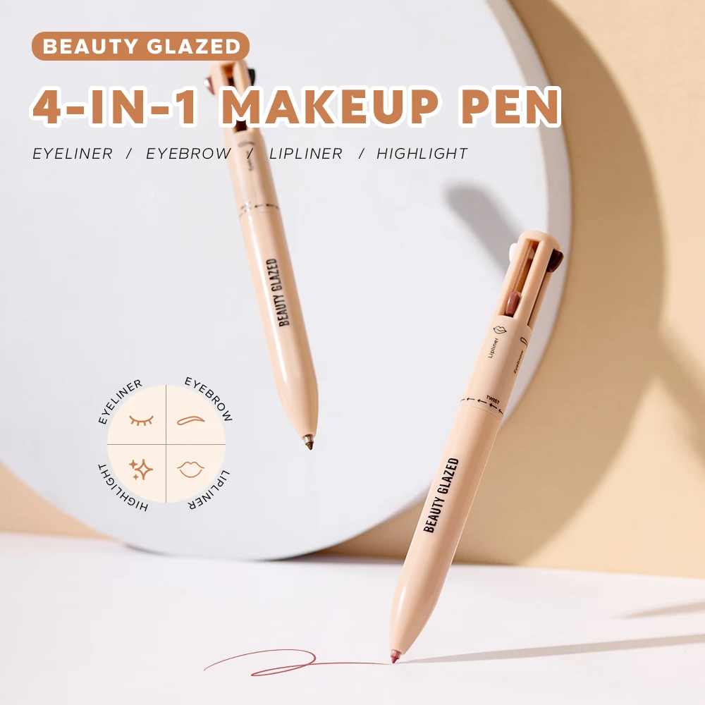 Beauty Glazed Multifunctional Makeup Pencil Eyebrow Pencil Eyeliner Lip Liner Highlighter 4 In 1 Makeup Ballpen Matte Finish