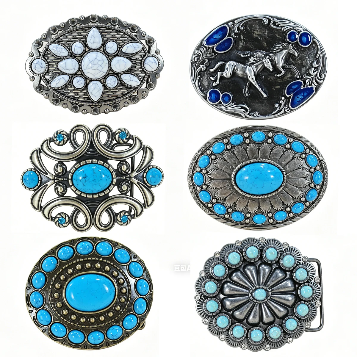 Luxury Designer zinc alloy retro western turquoise jeans gift belt buckle for men and women 3.9cm width loop drop