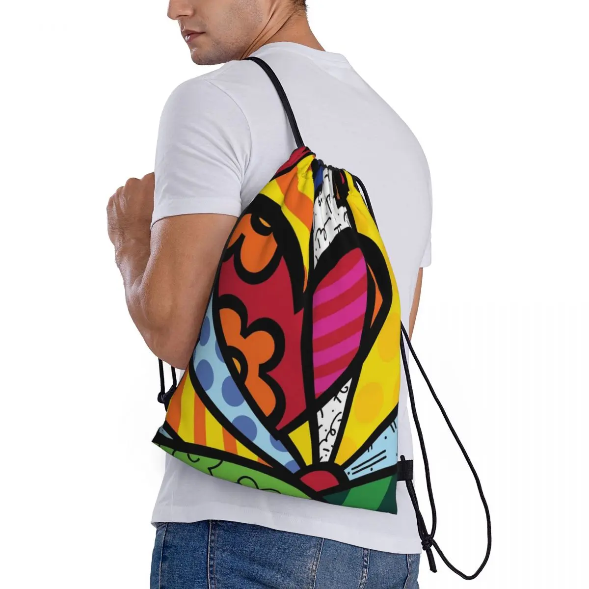 Borsa con coulisse borse portatili borsa da viaggio pieghevole Britto Anime Grocery Shopping borse a tracolla