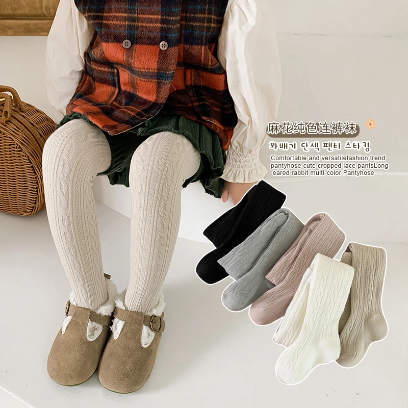 

Детские осенне-зимние тонкие флисовые колготки, носки-боди для девочек, белые детские базовые штаны на флисовой подкладке, средний размер