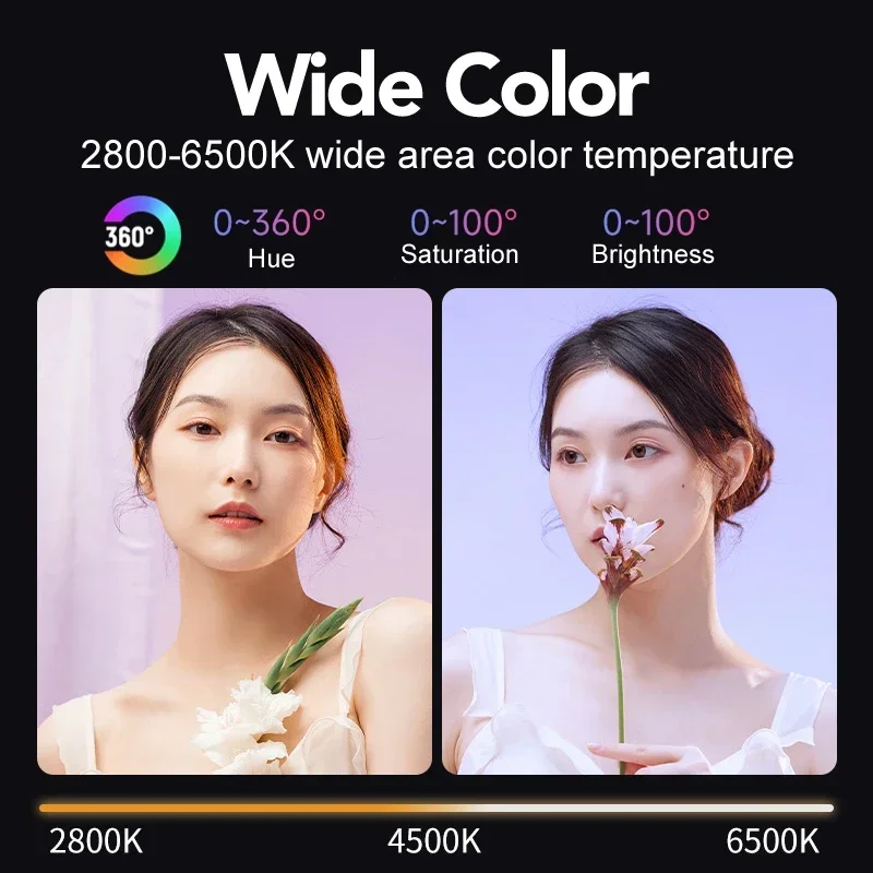 RGB Video Light Portable LED Photography Studio Light with 10000mAh Rechargeable for Vlog Streaming LIVE Photo Fill Lamp