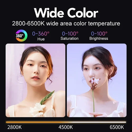 Imagen 2 del producto Luz de vídeo RGB, luz LED portátil para estudio de fotografía con 10000mAh recargable para transmisión de Vlog, lámpara de relleno de fotos en vivo