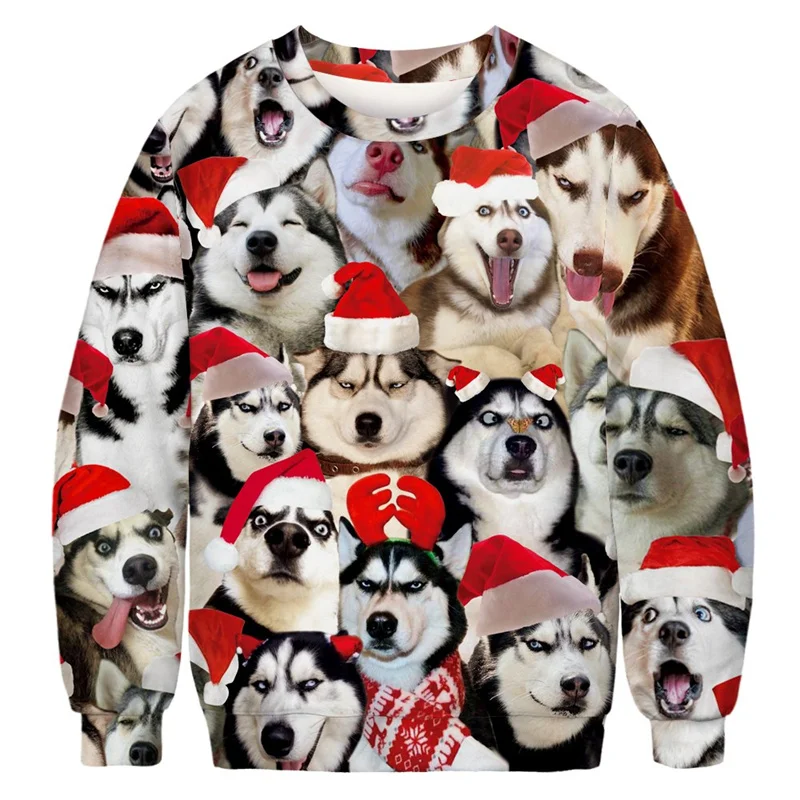 3D Printed Ugly Christmas Hoodie Men Women Fashion Streetwear Pullovers Cat Dog Graphic Sweatshirts Xmas Oversized Hoodies