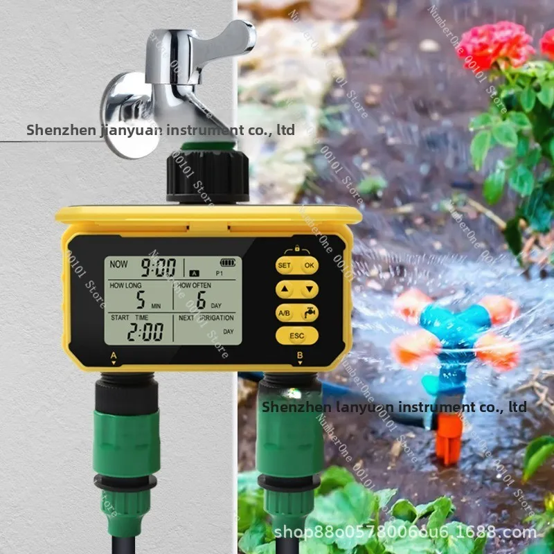 Dual Channel Solar Powered Irrigation Controller Timed Plant Atomizer Automatic Garden Water Irrigation Accessory