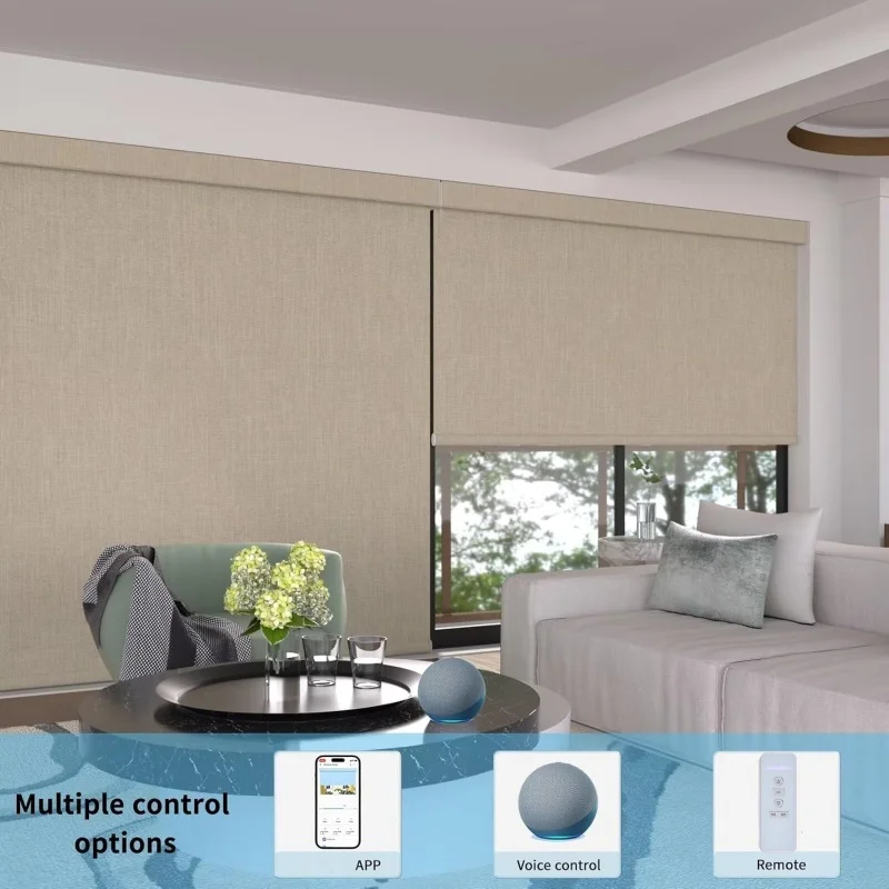2026Custom Roller Blinds Fabric Wrapped Compatible Siri with Homekit Battery Motors Motorized Roller Shades For Office Window