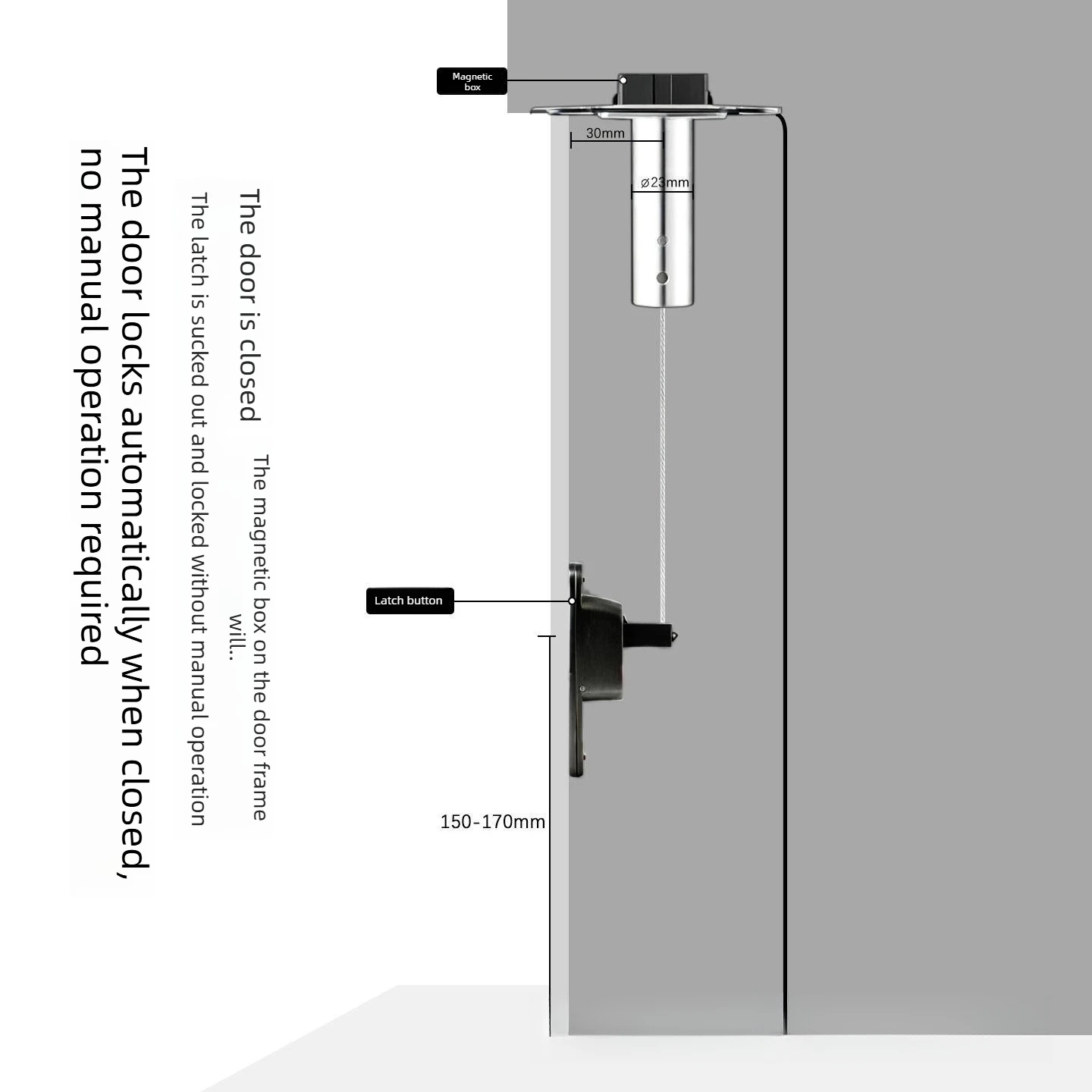 Magnetic Hidden Door Latch Automatic Flush Bolt for Wooden Door, Invisible Push to Open Door Bolt for Double Door