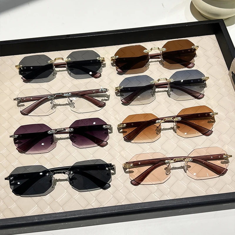 

8 пар в комплекте прямоугольные солнцезащитные очки без оправы, модные деревянные маленькие оправы для мужчин и женщин, солнцезащитные очки, аксессуары для свадебной вечеринки, очки