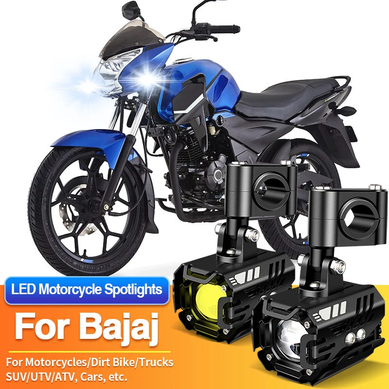 

1/2PC LED Universal Motorcycles Headlight Dual Color Fog Light UTV ATV for Bajaj Avenger 220 Cruise/Boxer 150 BM/Discover 125 ST