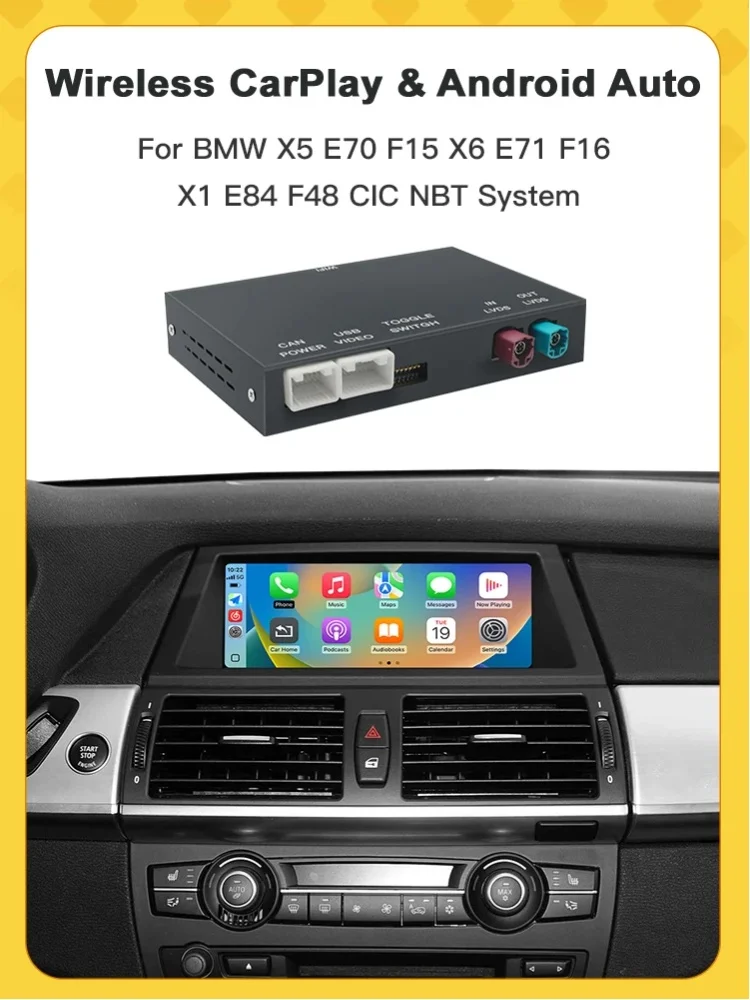REEIIO Bezprzewodowy dekoder CarPlay Android Auto do BMW serii 5 7 F10 F11 F07 GT F01 F02 F03 F04 2009-2016 z Airplay BT GPS — 2