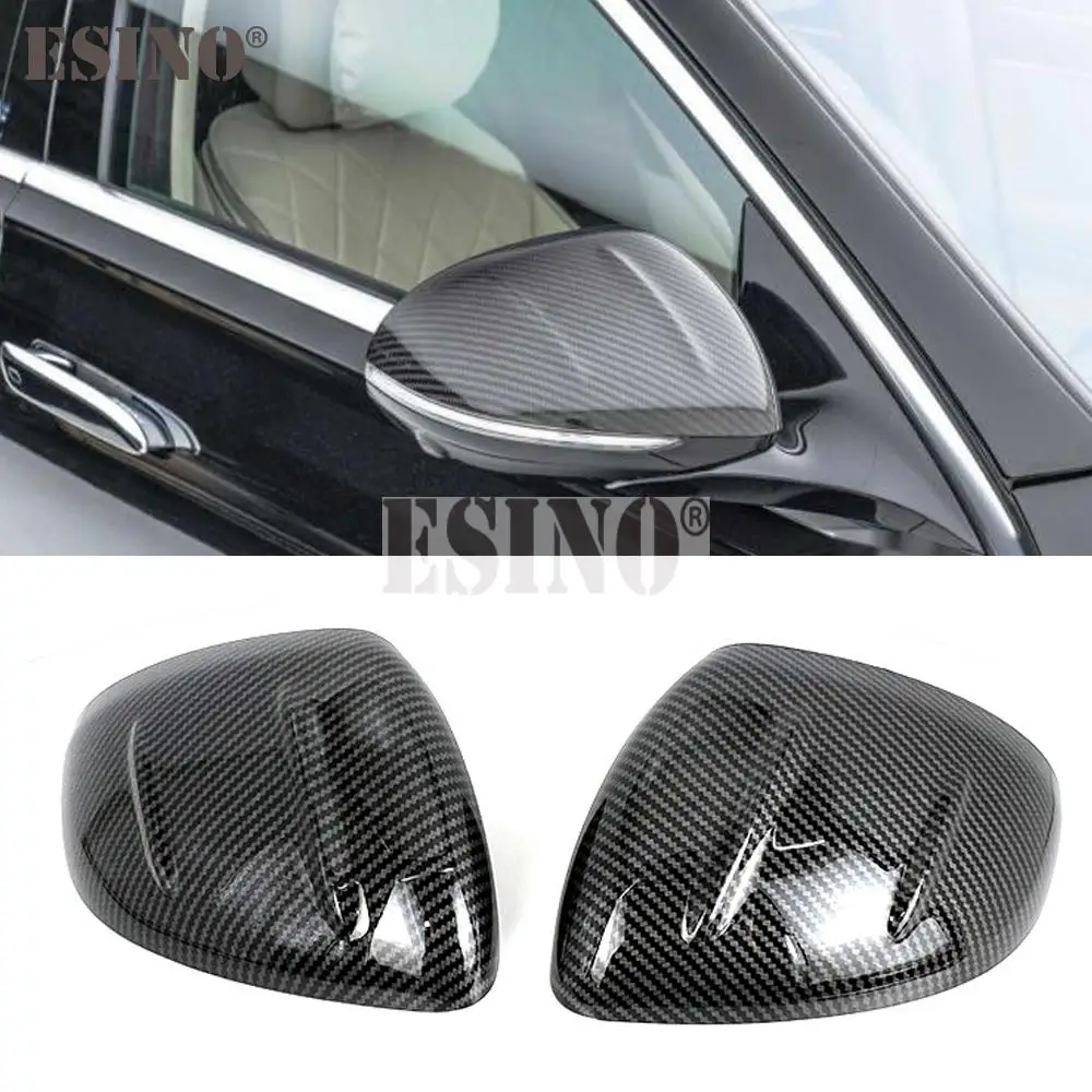 

2 x ABS Carbon Fiber Look Refitted Shape Rearview Side Mirror Replacement Covers Case Trims For Mercedes Benz W206 W223 EQE EQS