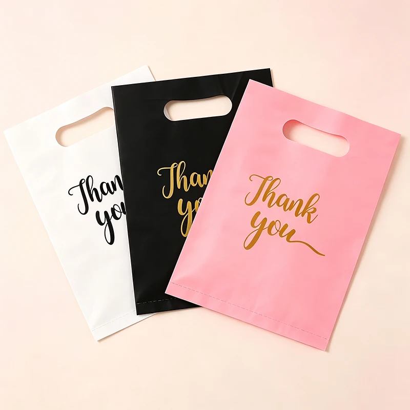 15/30/60PCS Thank You Tote Bags with Eye Catching Gold Foil Letter Gift Souvenir Wrapping Bag Holiday Party Boutique Florist ZYF