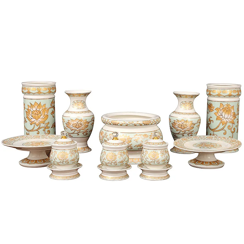 Ceramic lotus incense burner vase for fruit plate water cup for Buddha for Xianjia