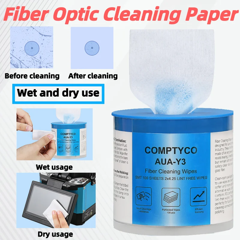 

AUA-Y3 Fiber optic Cleaning Paper Dust-free paper Wipe paper FTTH Fiber Cleaning Tools