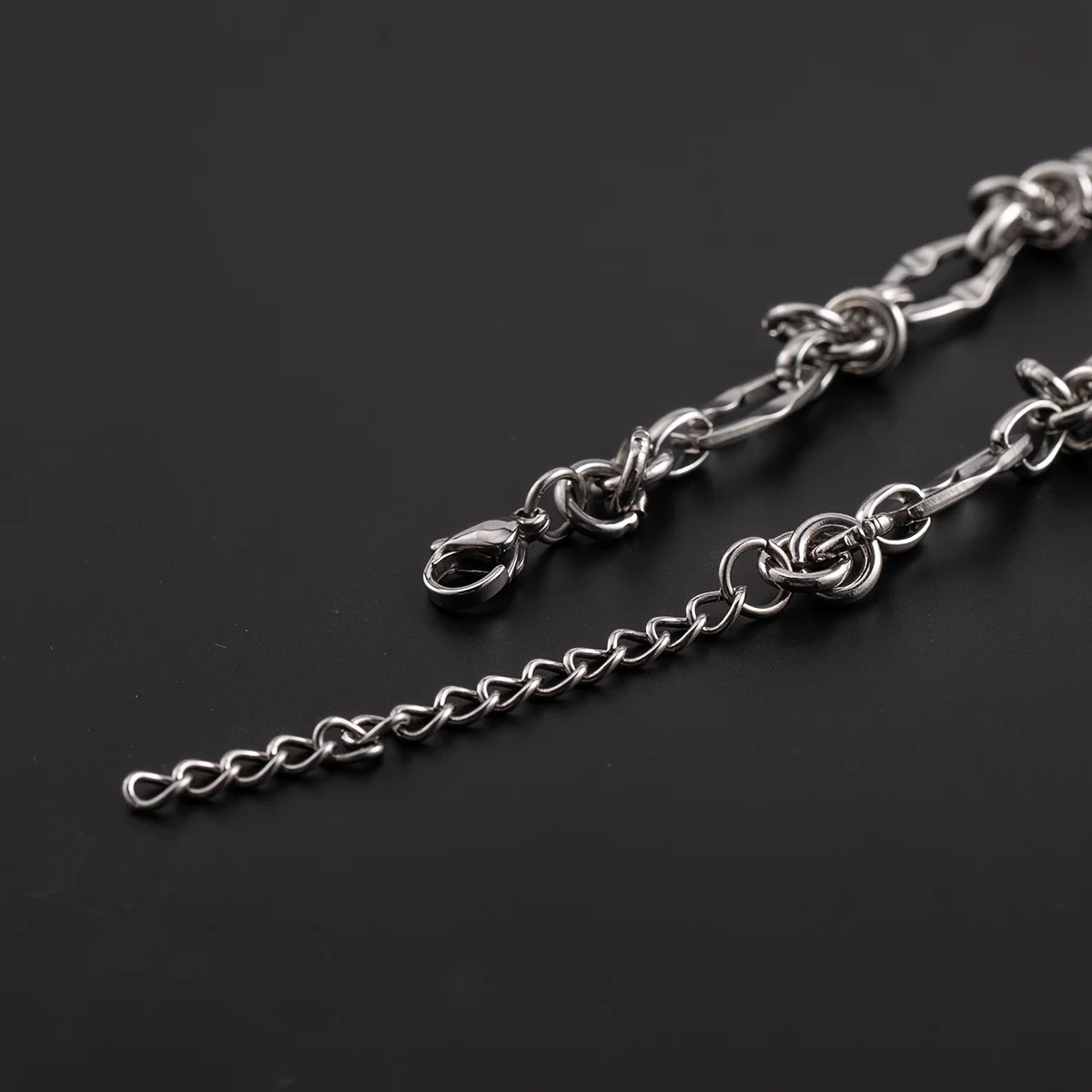 Titanium Steel Bracelet for Men Women Irregular Chain Link with Knot Detail Adjustable Extension Chain Trendy Daily Jewelry