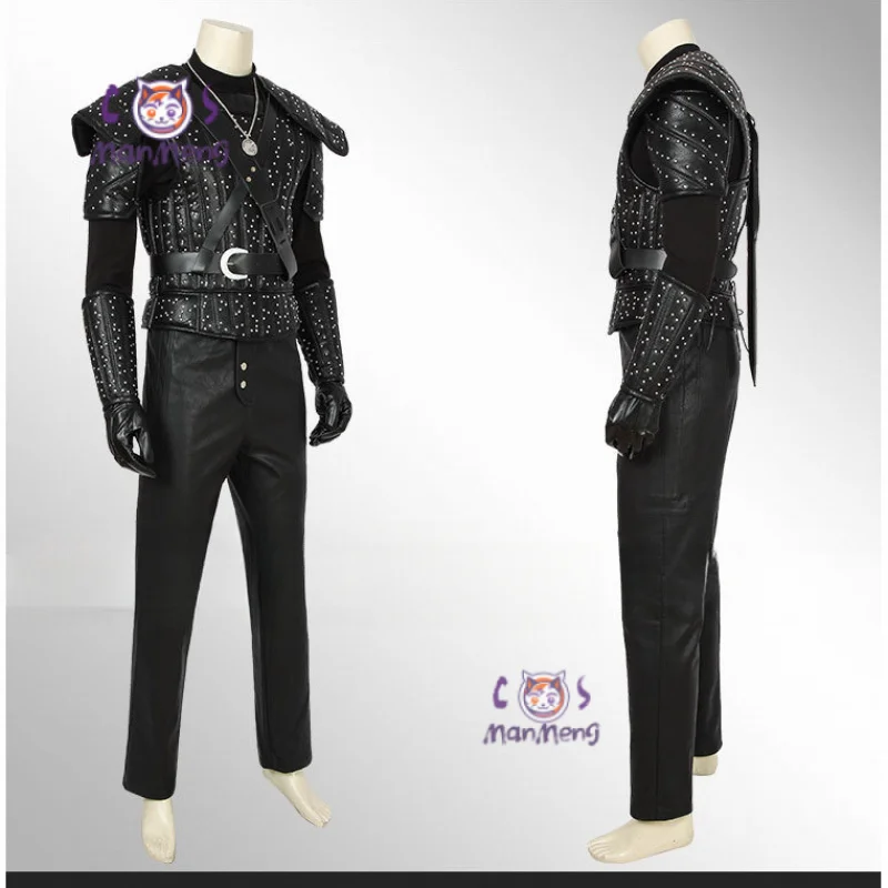 

Geralt Witcher 3 Wild Hunt Cosplay Costume Leather vest accessories necklaces gloves pants handguards men party Geralt uniform