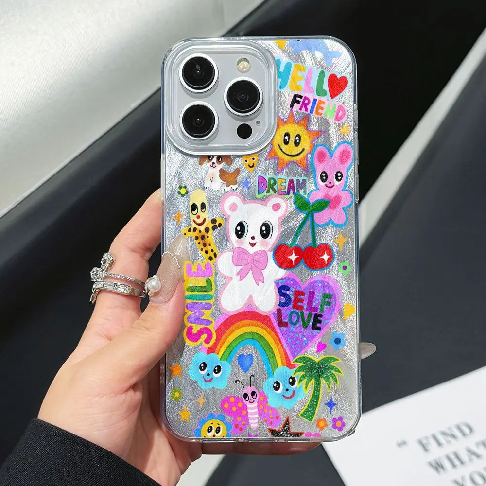 Bee Text Doodle Phone Case for Samsung Galaxy A73 A72 A55 A54 A53 A52 A34 A33 A32 A31 A23 A14 A13 4G 5G Feather Texture Cover