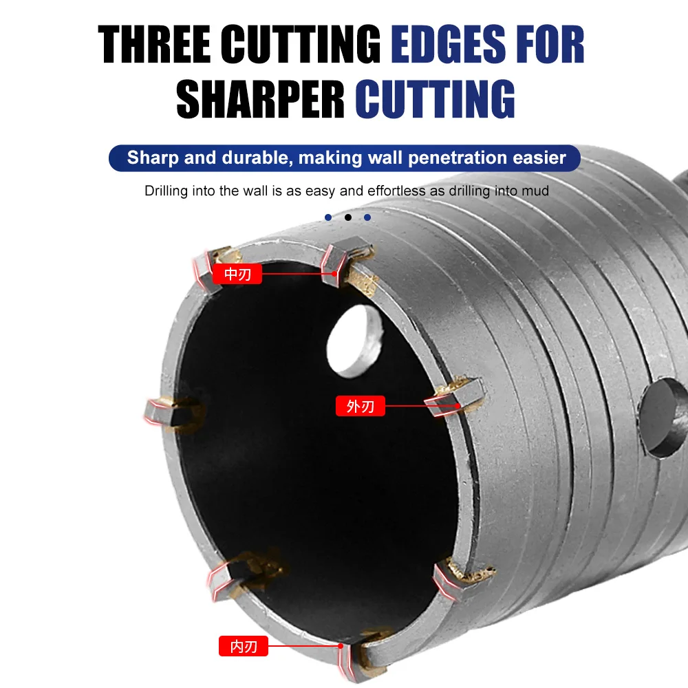 Imagem -03 - Perfuração para Concrete Wall Hole Saw Sds Plus Shank Hammer Broca Cement Stone Cutter Tool Ferramentas de Construção de Alvenaria 30160 mm