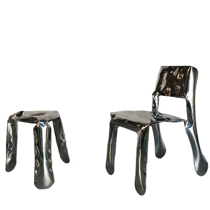 

Commercial and Home Use Mirror Surface Inflatable Stainless Steel Expandable Stool Designer Style