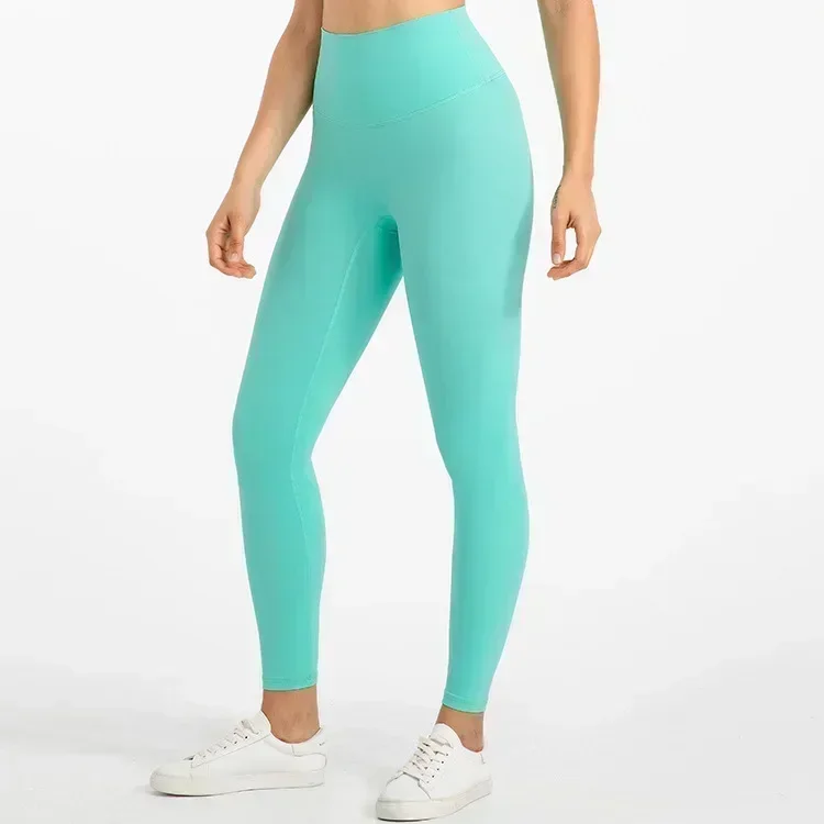 Lemon Ultra Soft pantaloni da Yoga a vita alta Sport donna 25 ''Leggings da allenamento in Nylon elasticizzato senza cuciture anteriori collant atletici