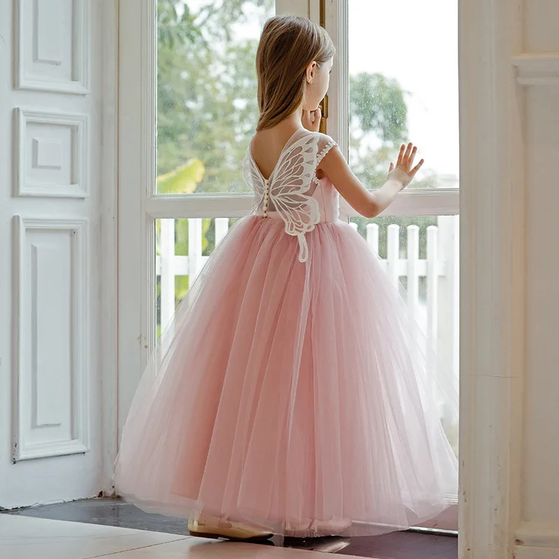Summer New Girls' Stylish Princess Puffy Dress Birthday Dress Children's Embroidered Bow Elegant Princess Dress