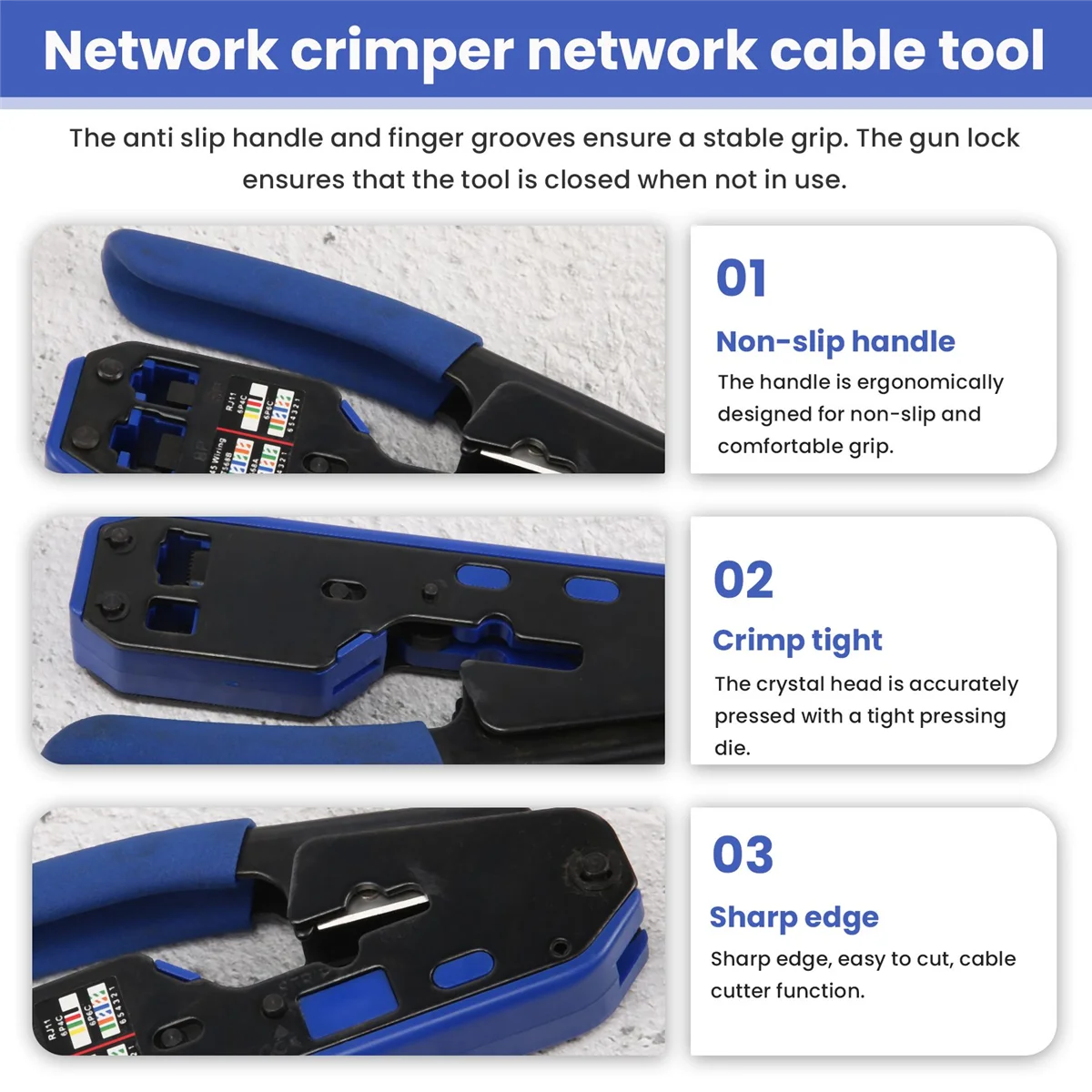 Crimpadora de red RJ45, herramienta de prensado, cortador Pelacables para conector Rj45, Cat6, Cat5E, Cat5, Rj11, Rj12