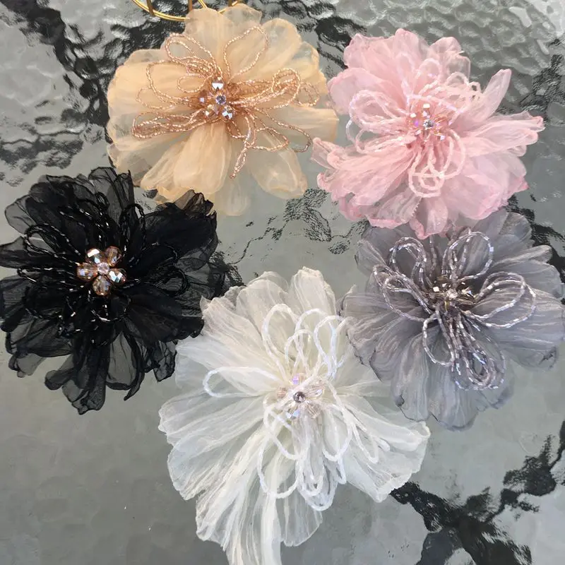 1Pc Flower Crystal Patch Beaded Reapir For Wedding Dress Suit Hairpin Decoration Handmade Beads DIY