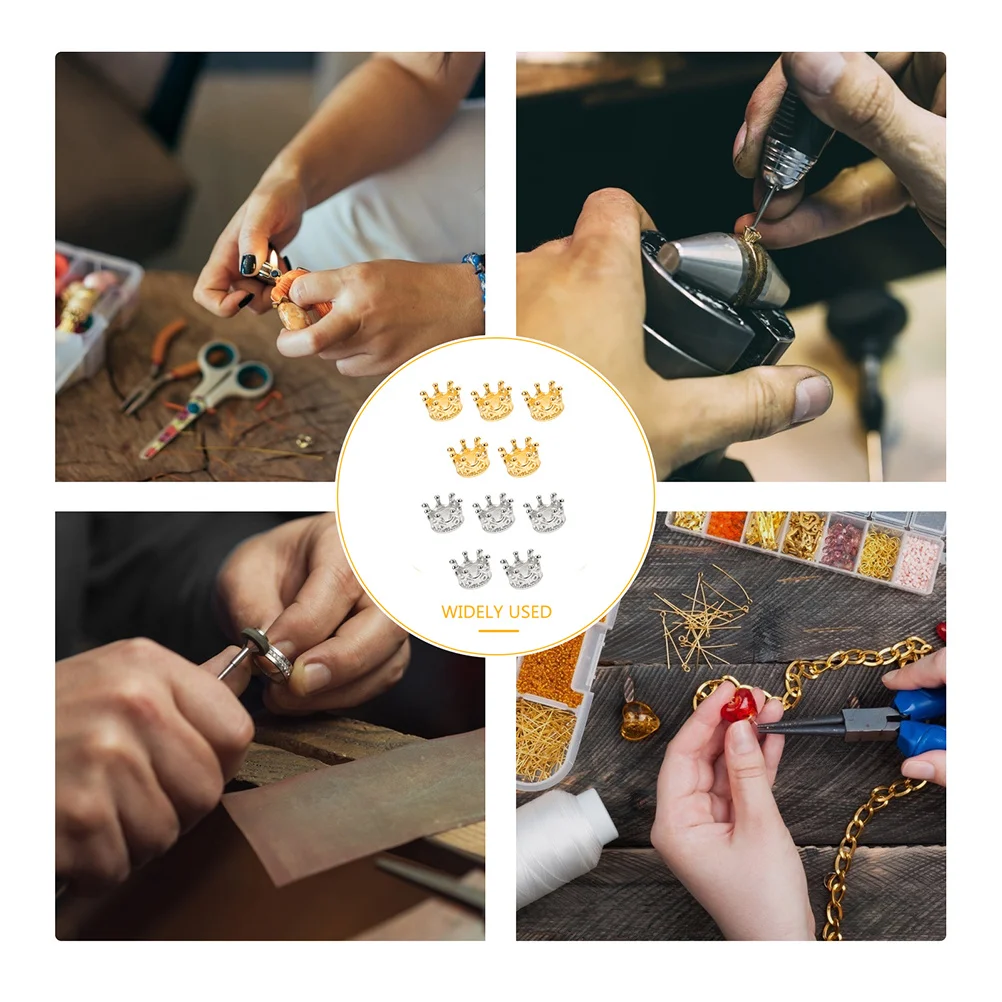 

10 шт. миниатюрных подвесок-корон из сплава для рукоделия, для создания ожерелий, браслетов, цепочек для свитеров, брелоков, креативного декора