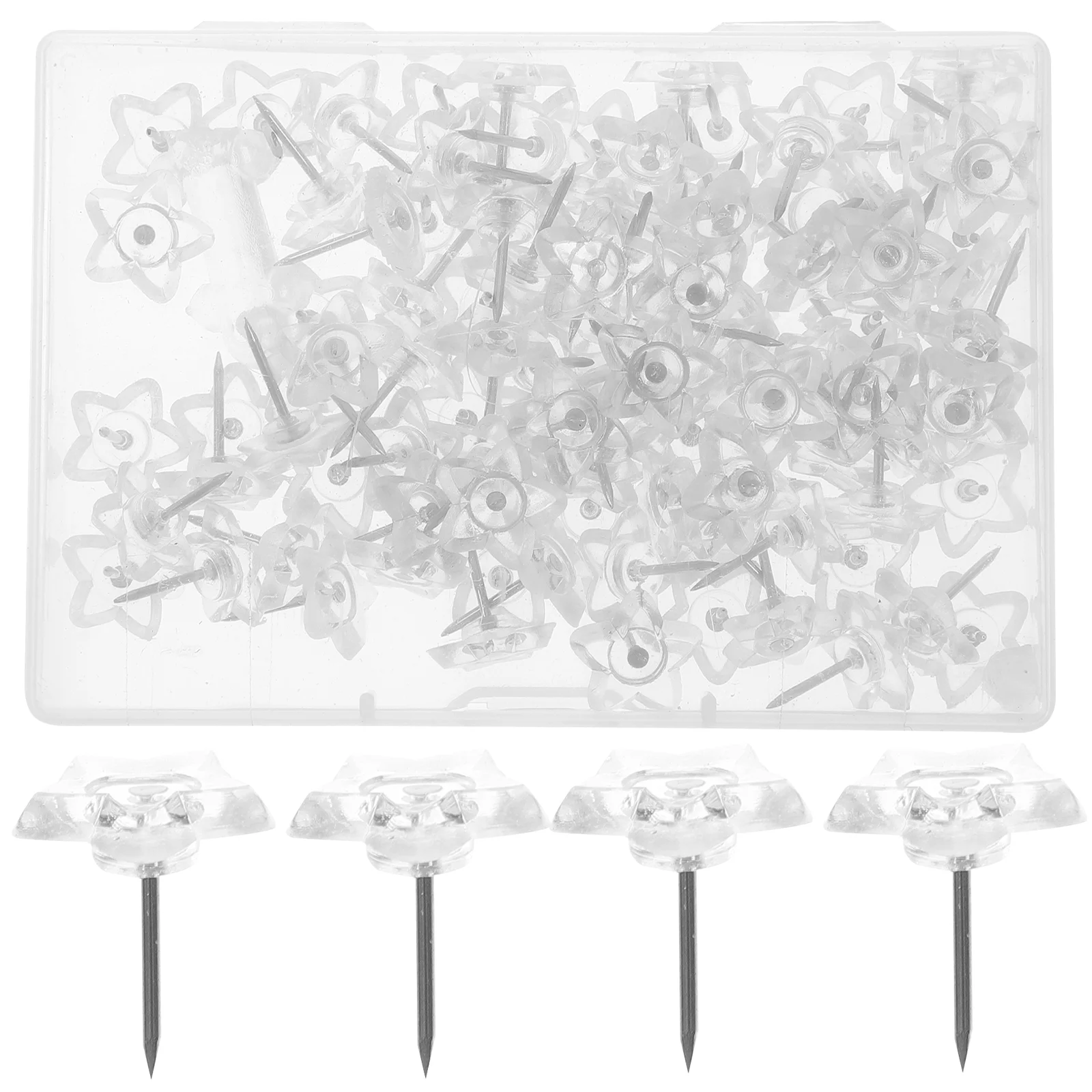 Star Shaped Thumbtacks Daily Use Pushpins Delicate Multifunction Flat Clear Map Marking White Replaceable