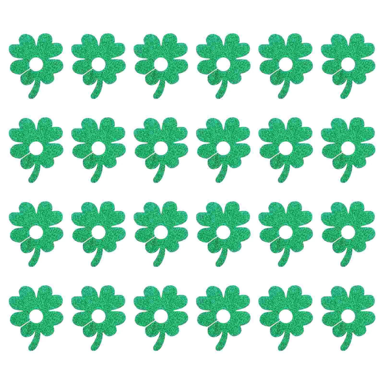 

24 Pcs Four Leaf Glass Ring St Patrick's Day Adornment Tags Drink Charm Drinks