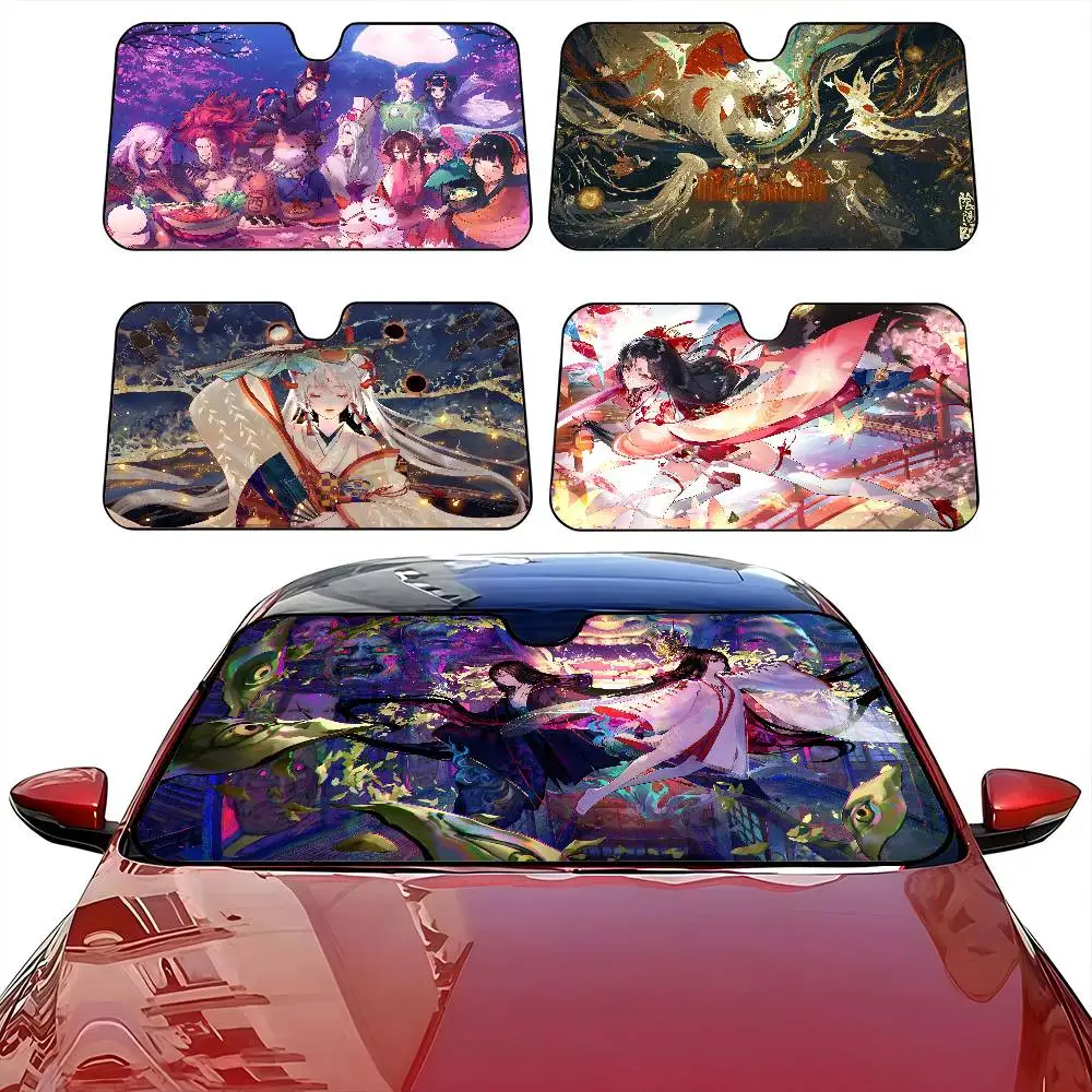 

O-Onmyoji Car Sun Shades Cover Anti-UV Protection Car Window Sunshades Foldable Windshield Sunshade Accessories