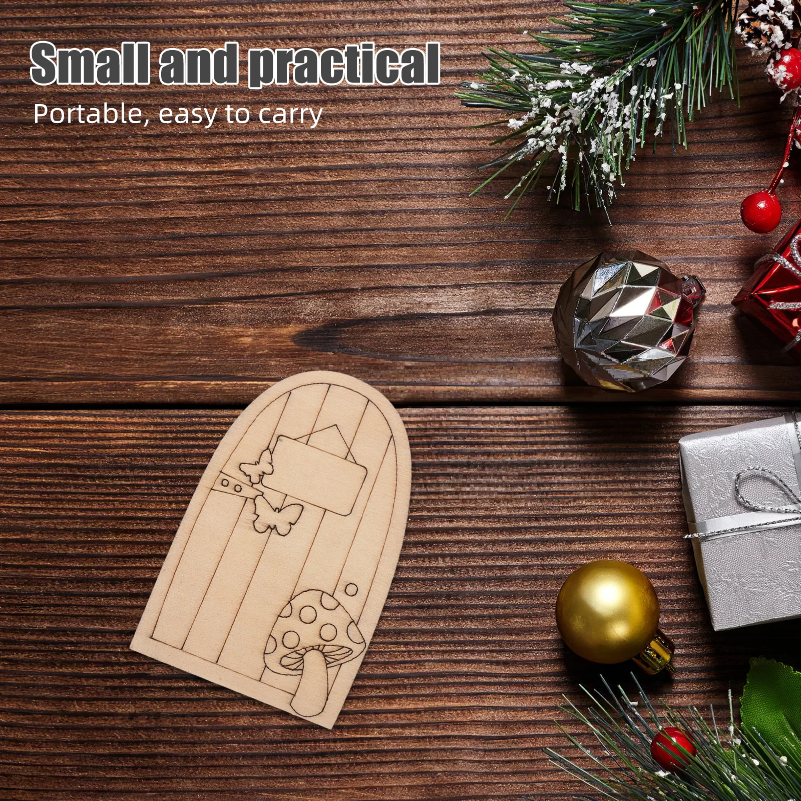 50 قطعة طقم الباب الجنية خشبية مصغرة الجنية أبواب المنزل DIY بها بنفسك الحرفية موس المشهد حديقة جنوم زخرفة ديكور #6