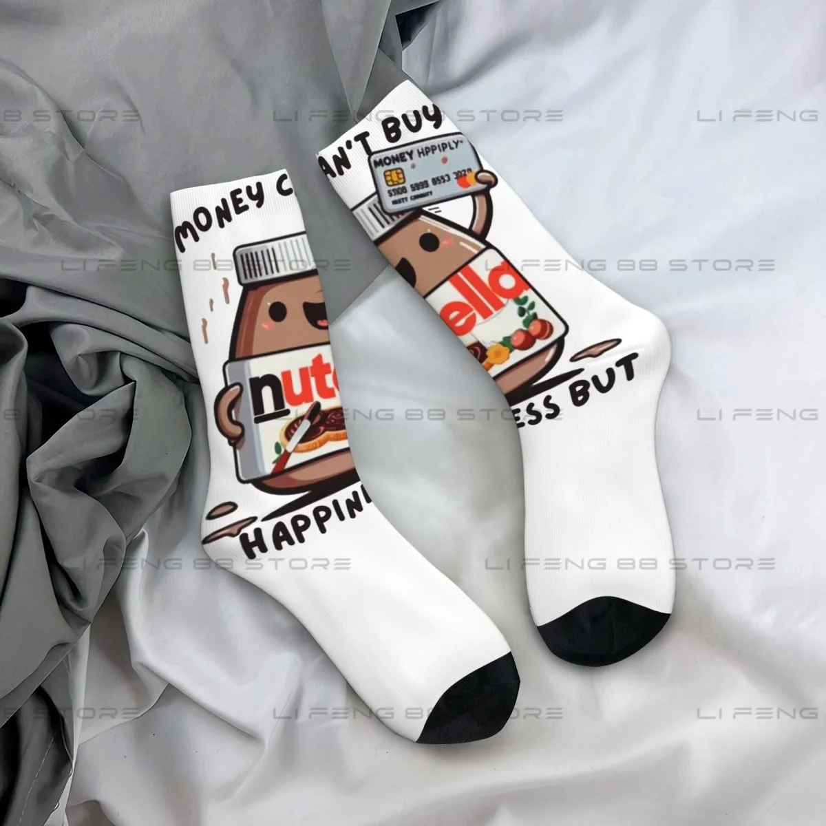 Money Cant Buy Happiness Nutella Unisex Winter Socks Running Happy Socks Street Style Crazy Sock