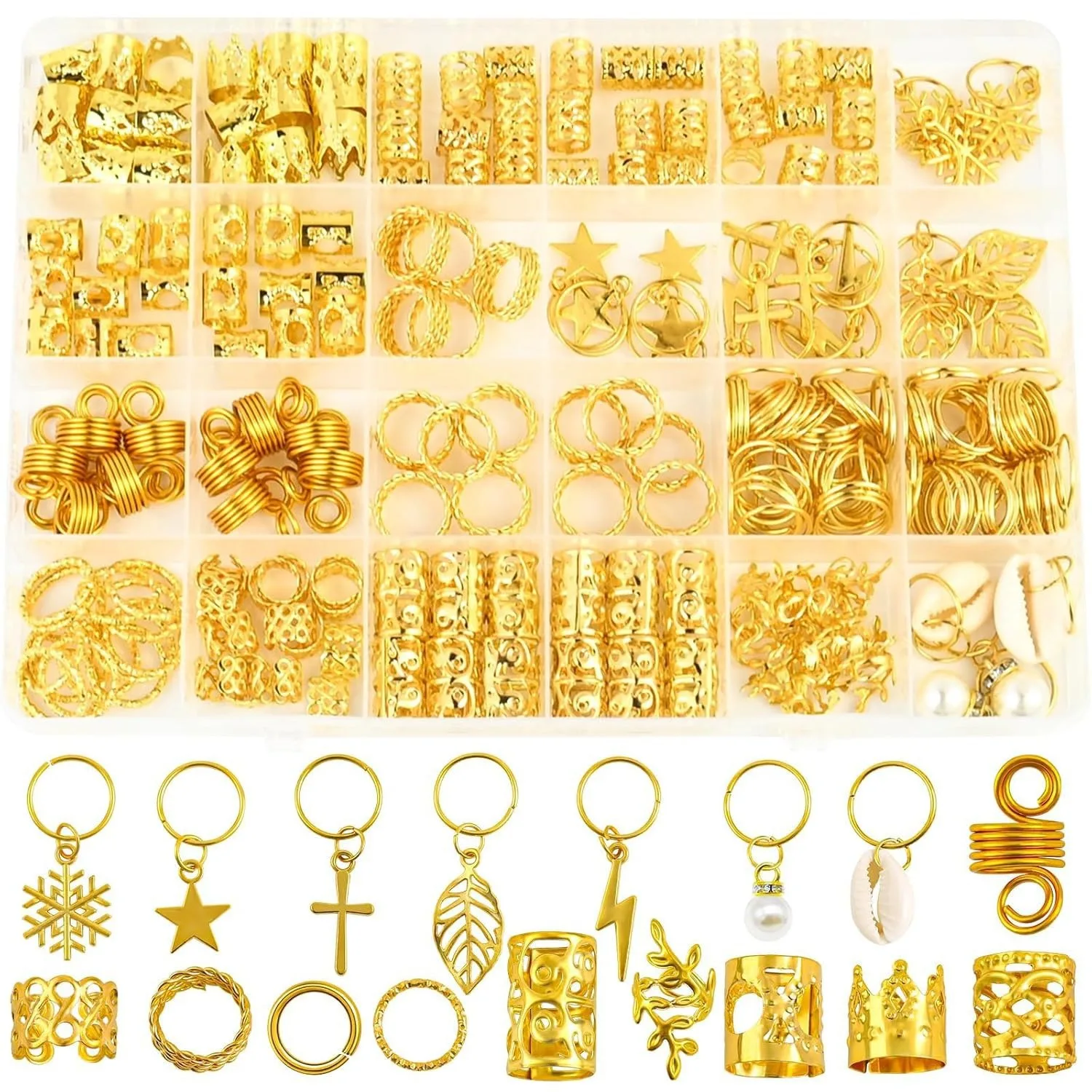 

260pcs Lightning Cross Hair Rings Non Tangle Alloy Premium Durable Easy Install for Dreadlock Braid Party Home